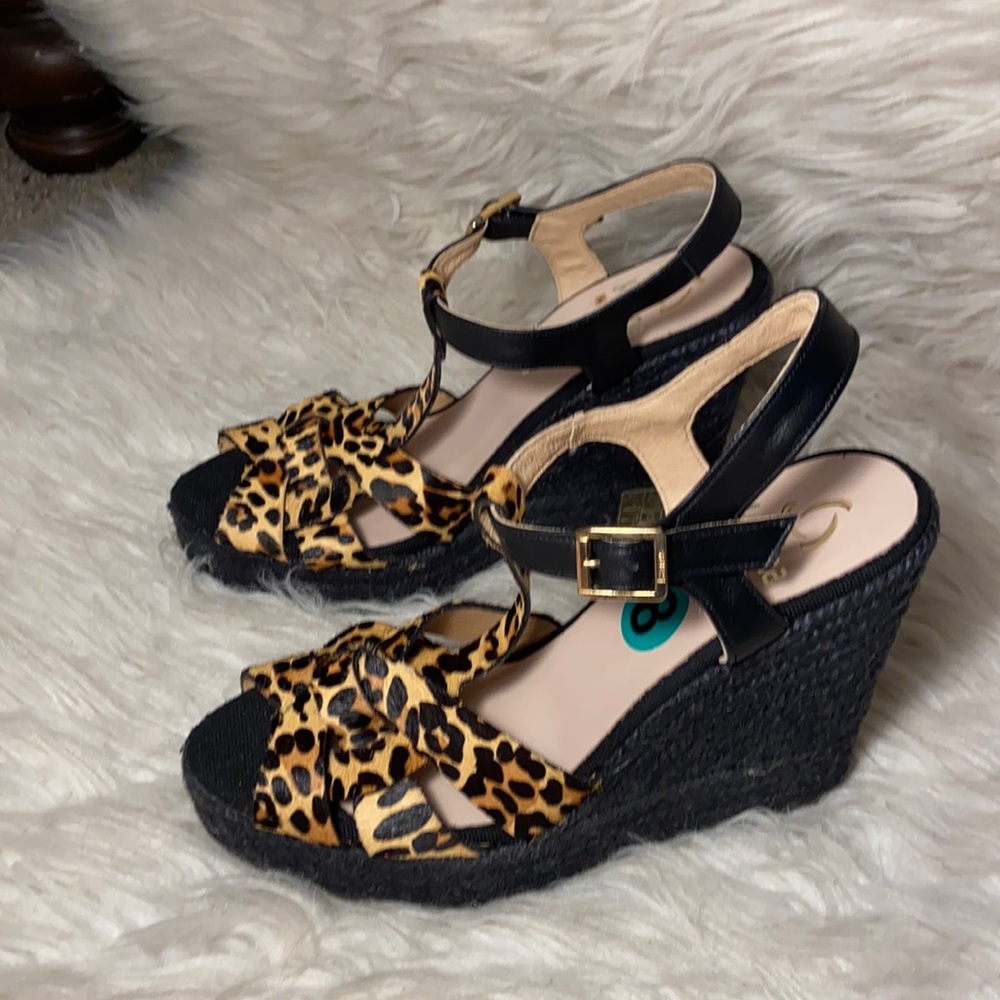 Nwt Kanna Suede Espadrille Platform Wedge animal Sandals